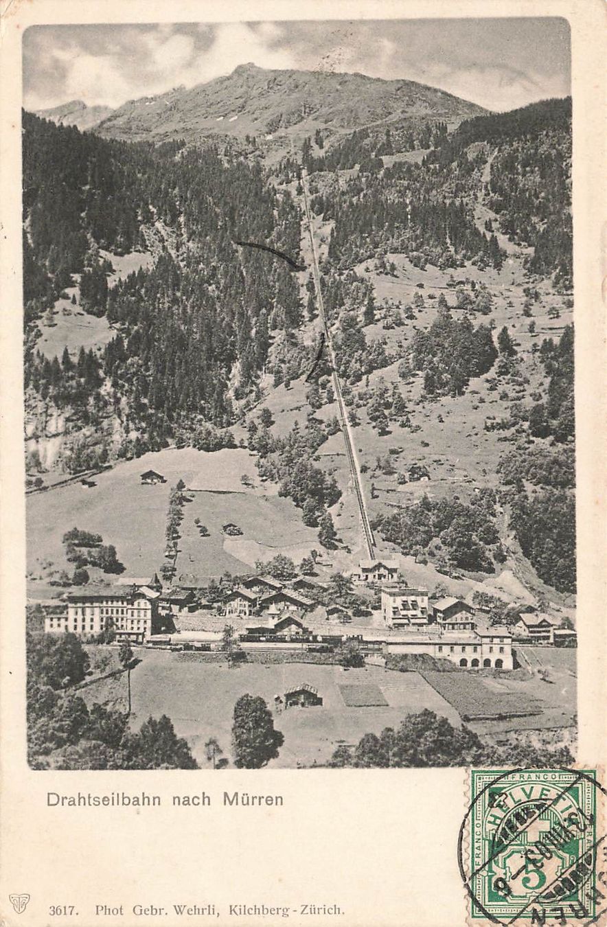 Cartoline postali: Drahtseilbahn nach Mürren – Usato da Biasca venduto da Blenio71