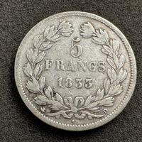 5 Francs Silber Frankreich 1833 D