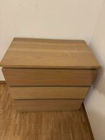 Commode MALM IKEA, 3 tiroirs, plaqué chêne blanchi, 80x78 cm