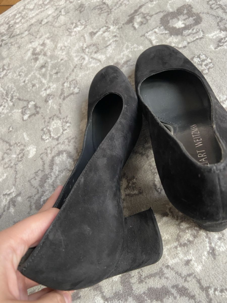 Stuart Weitzman Scarpe da donna: Stuart Weitzman Marymid Suede Square Toe Block Heel Pumps – Usato da Münchenstein venduto da B771 8