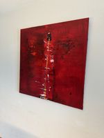 Abstraktes Gemälde Rot Kunst Bild Acryl auf Leinwand 90 x 90
