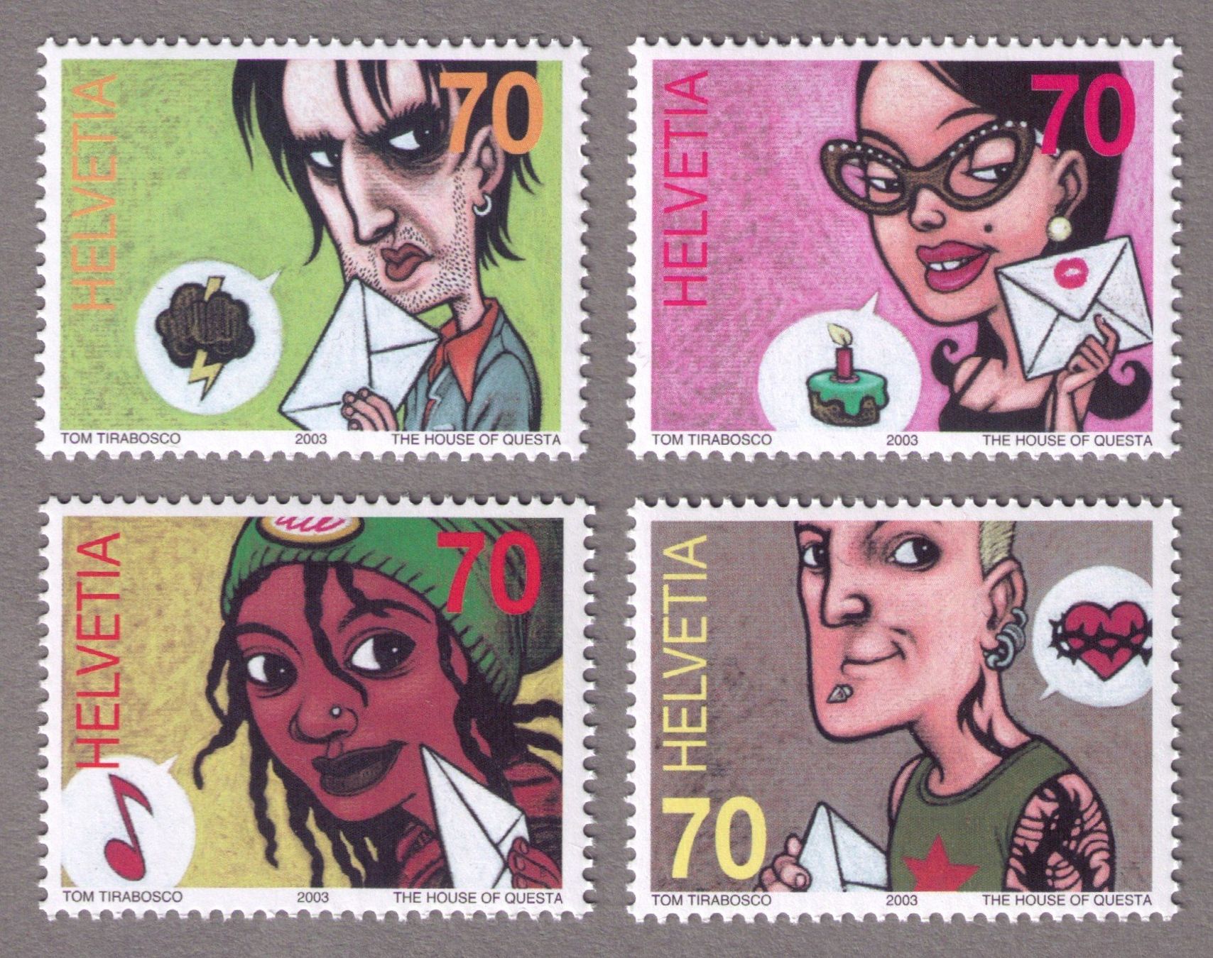 Tutti i francobolli: 2003_1088-91_COMIC-BOGEN_Komplette Serie Einzelmarken ! ** – Nuovo (secondo la descrizione) da Marthalen venduto da Ch_quality