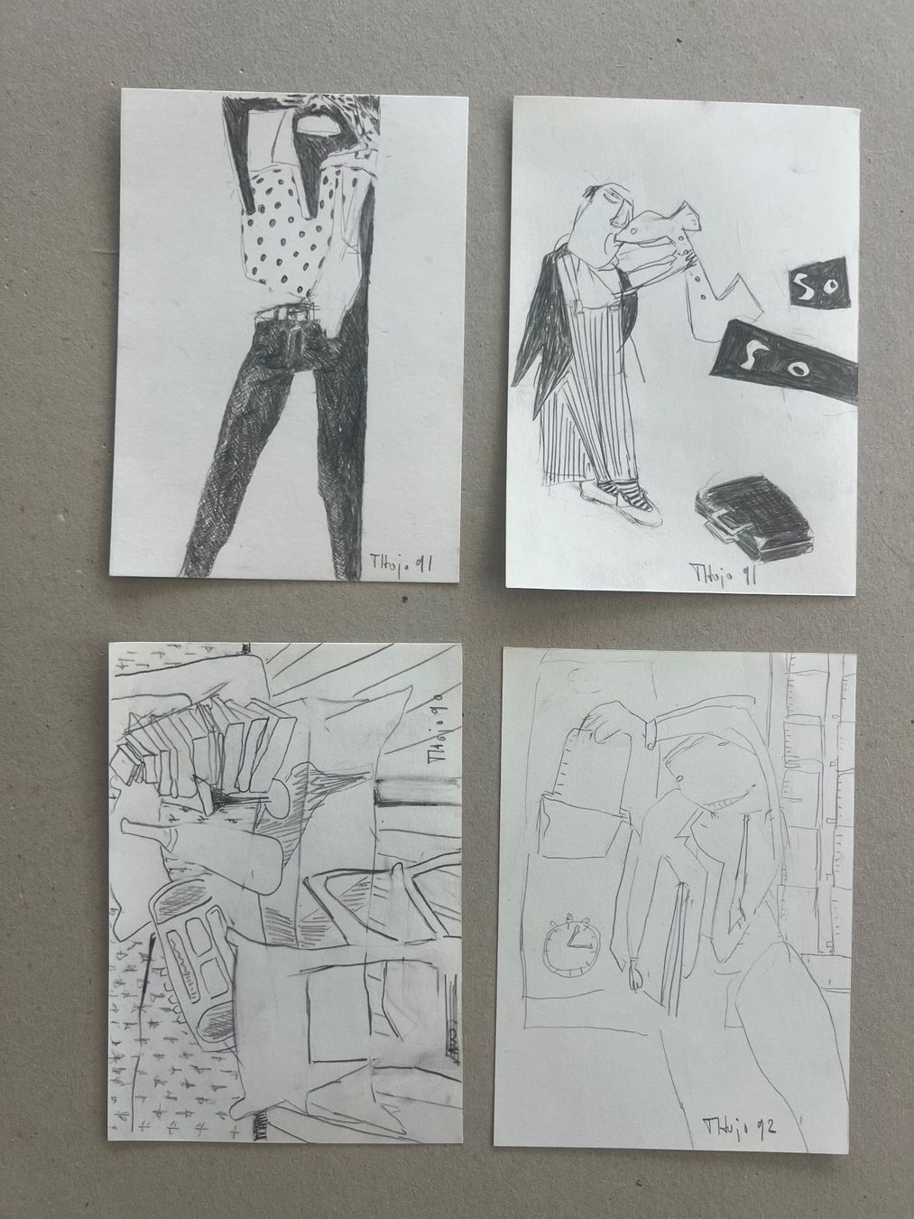 Grafiken & Lithographien: Konvolut: Thomas Jost, 10 Original-Bleistiftzeichnungen – Gebraucht aus Rain von Pic-Ass 1