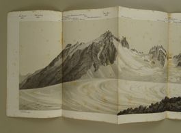PUNTAIGLASGLETSCHER UND UMGEBUNG, PANORAMA 1868
