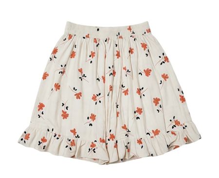 Cremefarbener Minijock mit Blumenmuster in Rosa