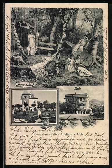 Cartoline postali: Affoltern a. Albis, Kneippkuranstalten,  – Usato da Berlin venduto da bartko-reher