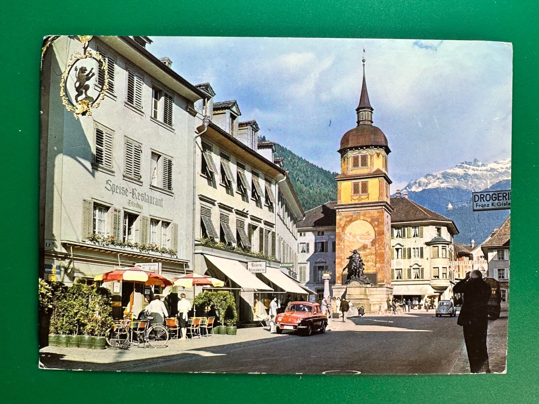 Cartoline postali: Altdorf mit Tell-Denkmal - Oldtimer – Usato da Steg VS venduto da danwer74