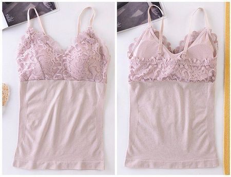 NEUES Spitzen Top rosa mit BH Polster Gr. XS & S - 222196