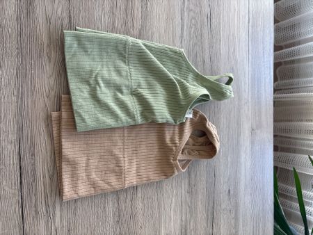 Ripp-Top Set zwei Stück grün beige Grösse L
