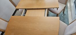 Grande table à manger ovale en bois  extensible + 6 chaises