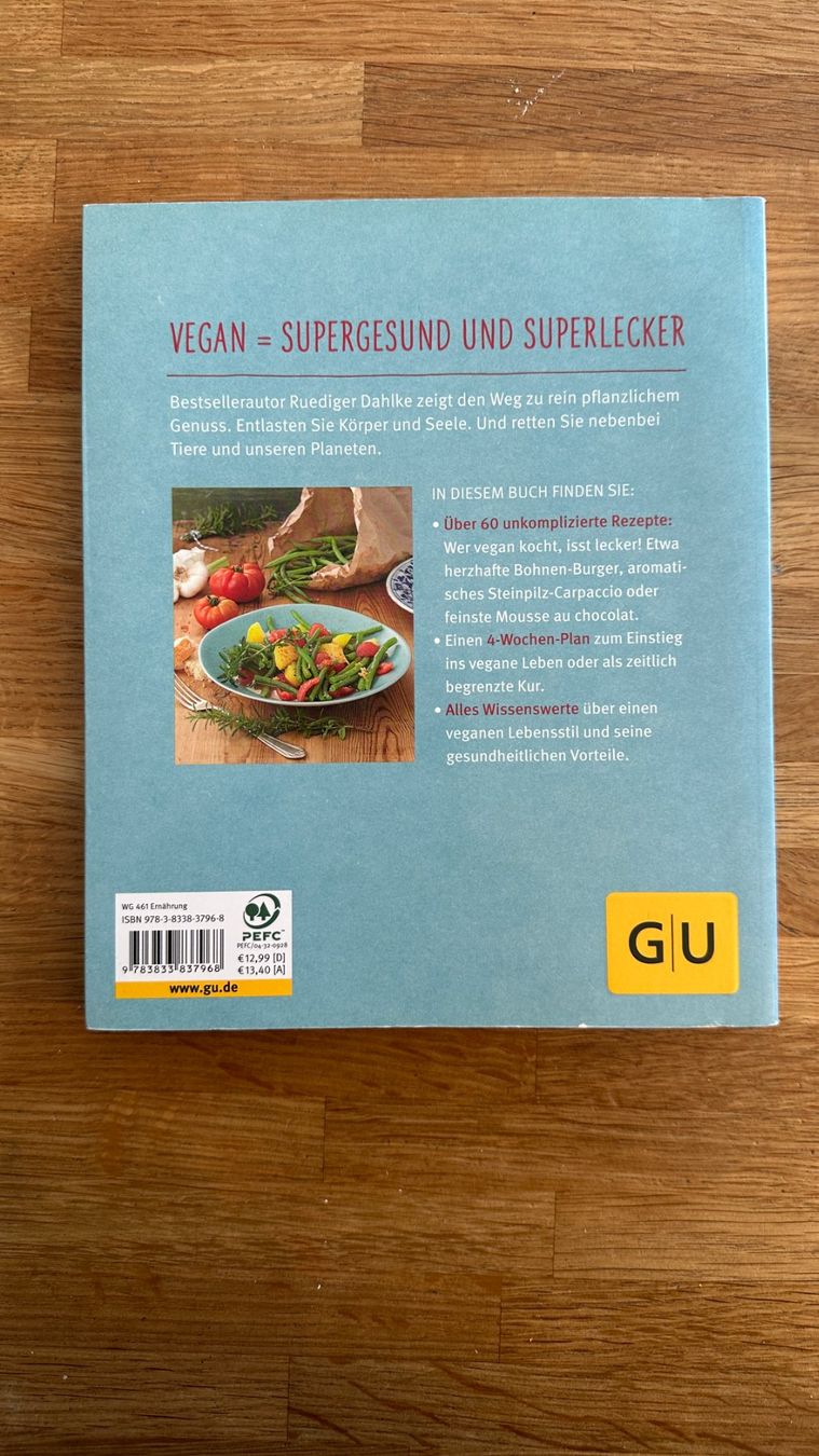 Libri: Buch - Vegan für Einsteiger 4 Wochenplan - GU – Usato da Winterthur venduto da Secondhand-Family 1