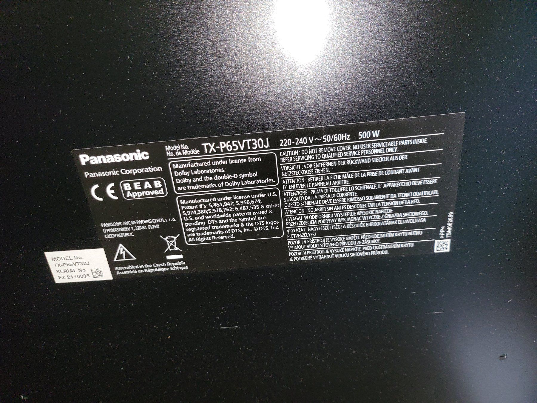 Panasonic Televisori: Plasma Fernseher Panasonic TX-P65VT30J – Usato da Kerzers venduto da Issimo-Center 1