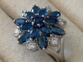 Luxus Elegante Gr.17/7 Ring Farbe: Silber /blau
