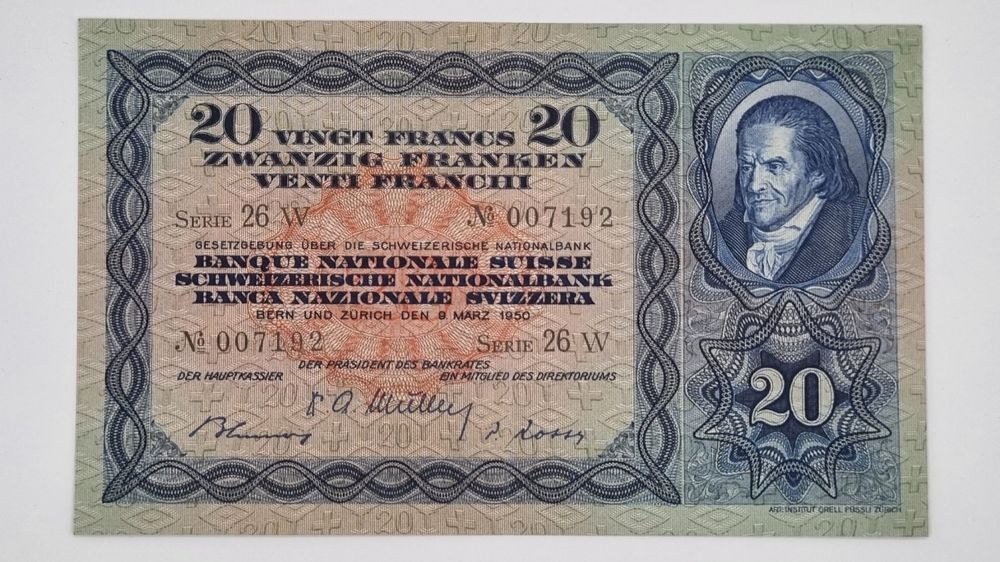 Note 20 FR 1950 Pestalozzi XF+ (Neu (gemäss Beschreibung)) in Bure für ...