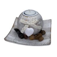 Geschenkset 2-teilig | Kerzenhalter Herz aus Holz