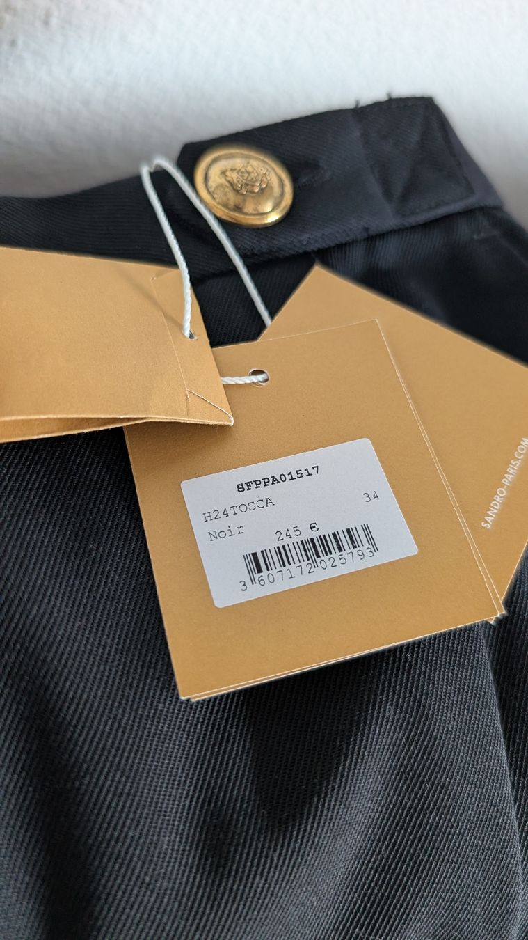 Sandro Pantaloni: Neue Sandro Hose schwarz in grösse 34 – Nuovo e nell'imballaggio originale da Biberstein venduto da ameliecimador