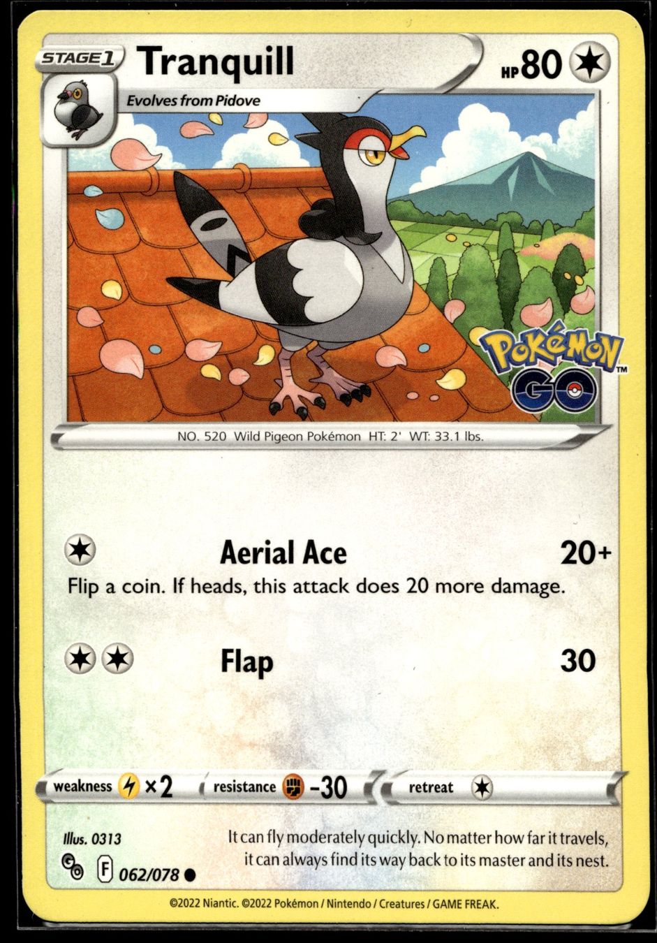 Pokémon Sammelbilder & Trading cards: Tranquill (PGO EN 062/078) – Gebraucht aus Affoltern am Albis von Chiesa_5