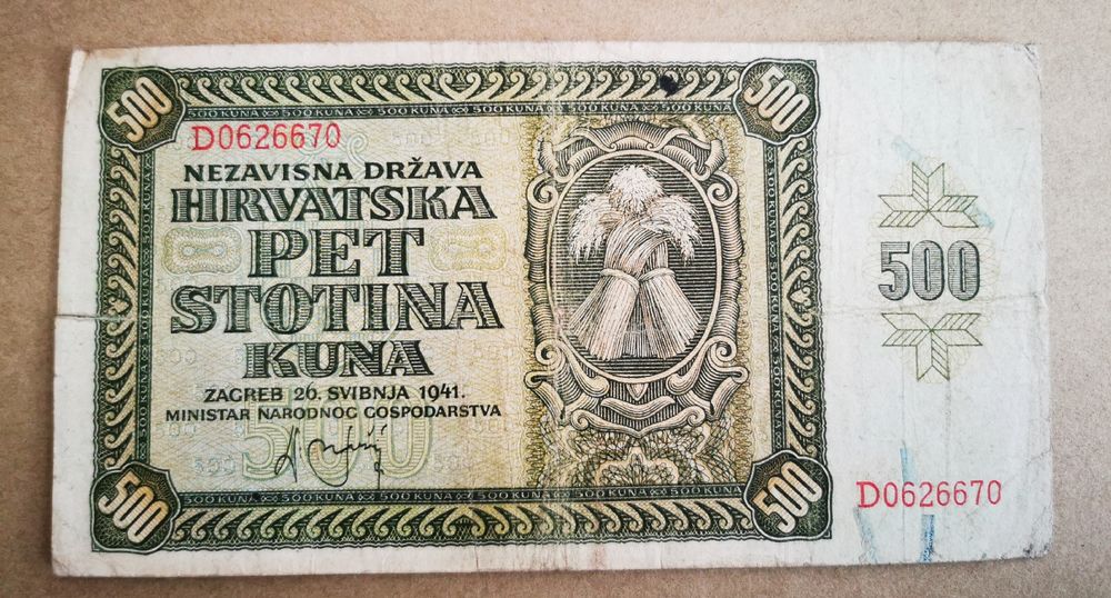 Kroatien Banknote 1000 Kuna 1941 – Pick-Nr. 4, Sammlerbanknote Aus Dem Unabhängigen Staat Kroatien