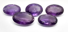 Lot 100.70 ct - 5x Améthystes ovales - CERTIFICAT 800.- Fr.