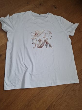 Weisses T-Shirt mit Speziellem Druck, Damen Gr. XL, Neu!