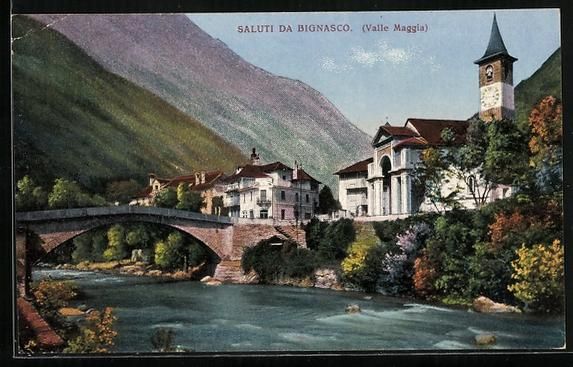 Cartoline postali: Bignasco / Valle Maggia, Ortspartie mit  – Usato da Berlin venduto da bartko-reher