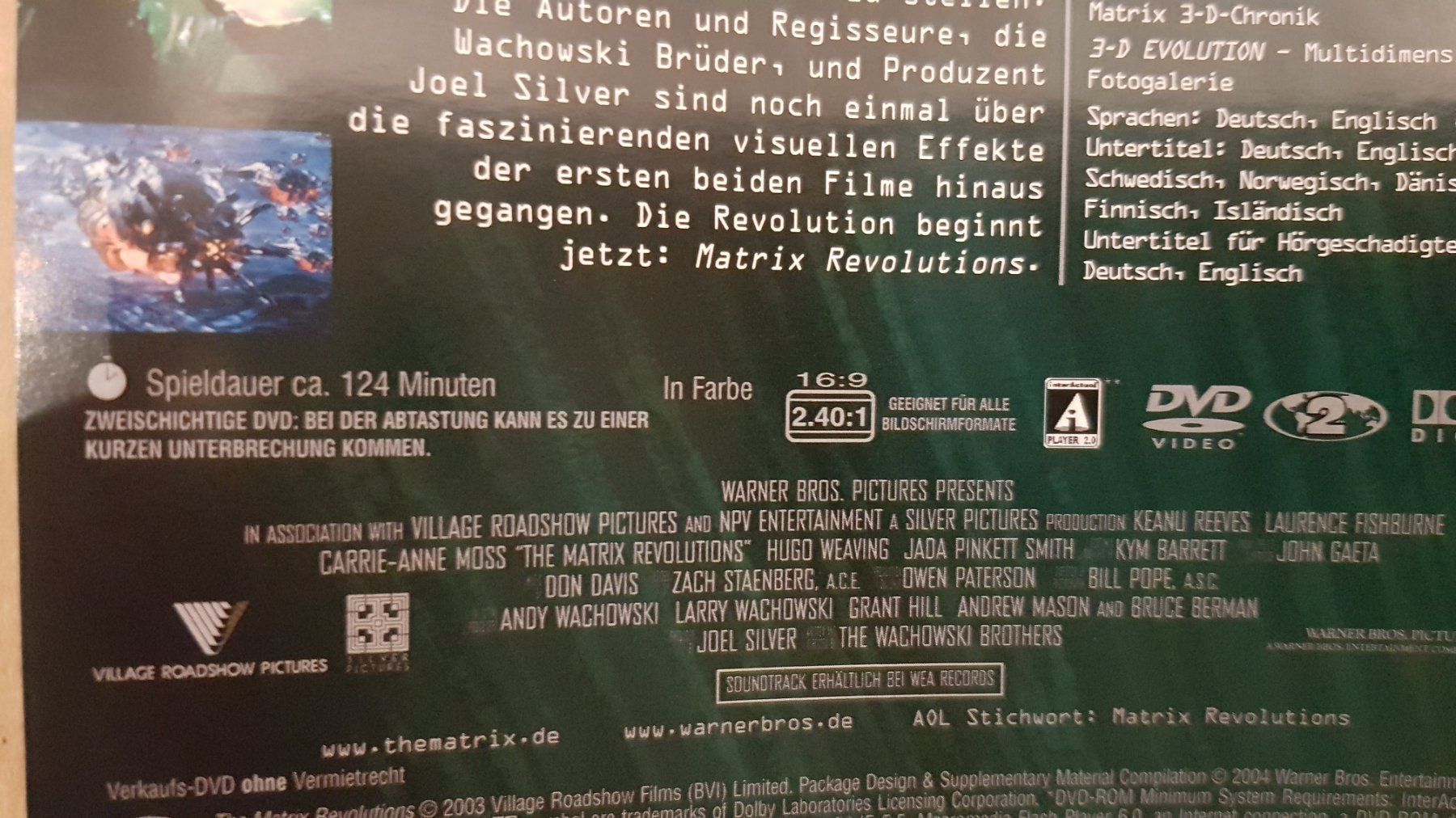 Tutti i DVDs: DVD Matrix Revolution 2 Disc Set – Usato da Oetwil am See venduto da fineli2 1