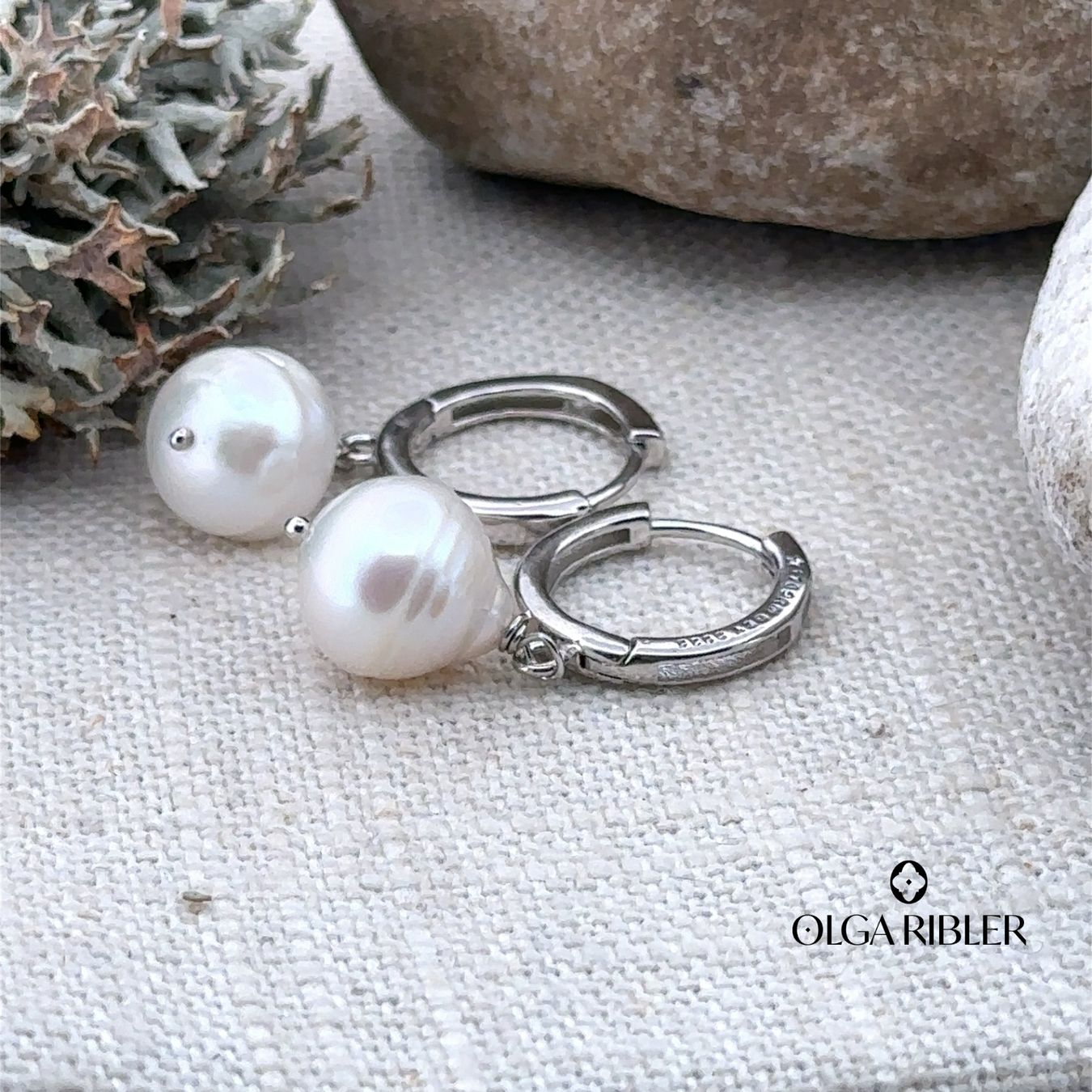 Olga Ribler Orecchini pendenti & Orecchini a lobo: Sterling Silber 925 Creolen mit Perlen – Nuovo (secondo la descrizione) da Luzern venduto da Schmuckoutlet 2
