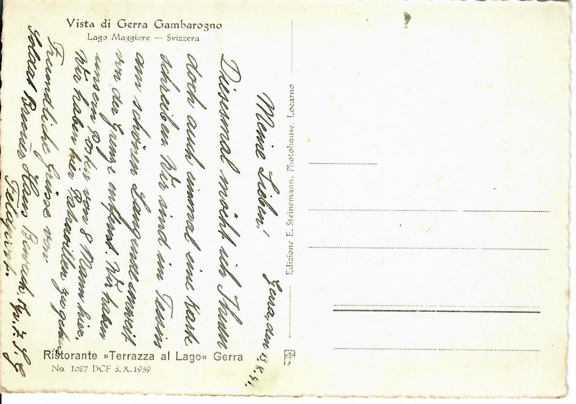 Cartoline postali: Gerra Gambarogno  1941 – Usato da Hochdorf venduto da Ziegel-16 1
