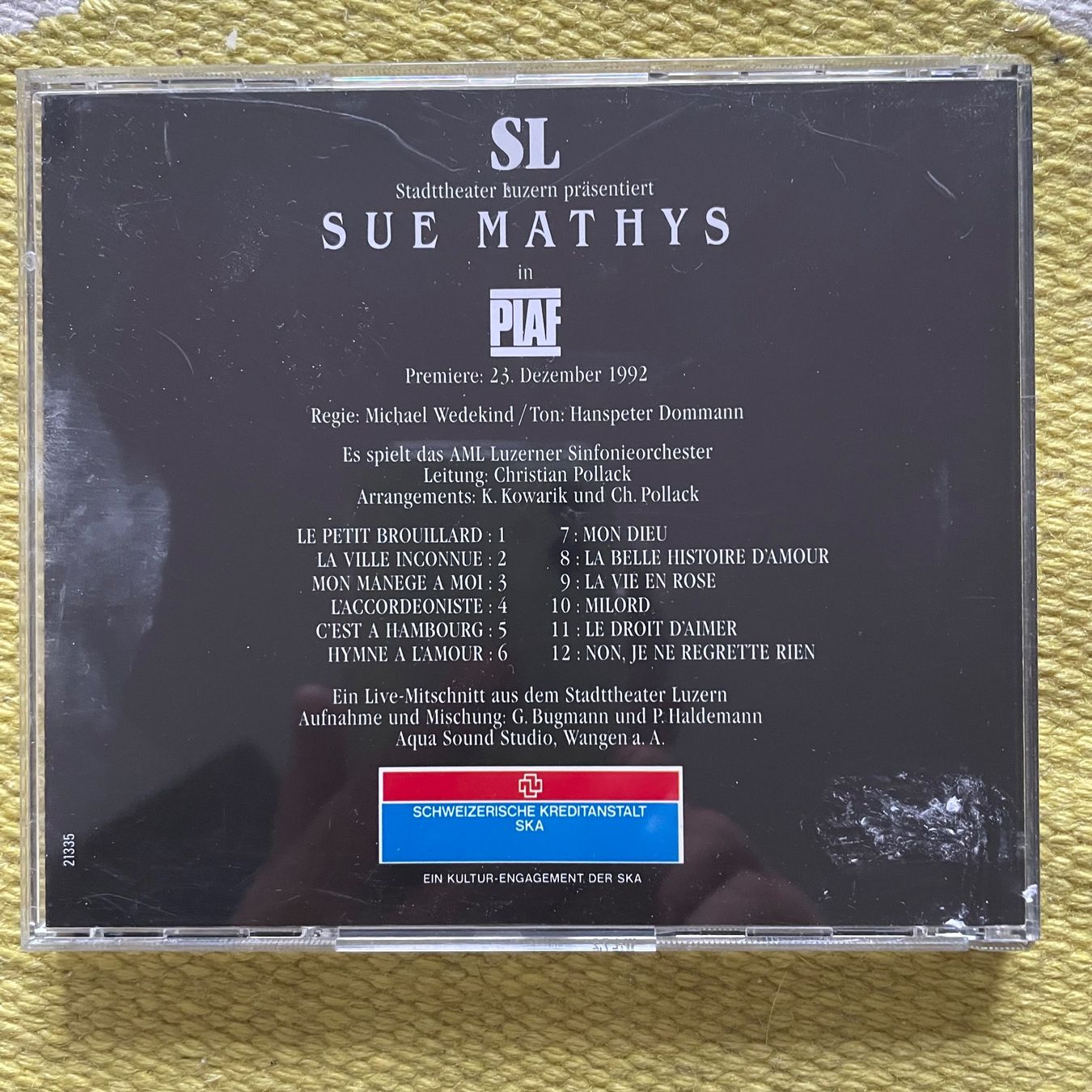 CD: SUE MATHYS -IN PIAF92 – Usato da Rorschacherberg venduto da CD-Roli 1