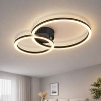 LED Deckenlampe 2-Ringe 40cm 23W Schwarz 3000K Warmweiß