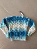 Kinder Pullover blau-weis handgestrickt Grösse 80 - 1 Jahr