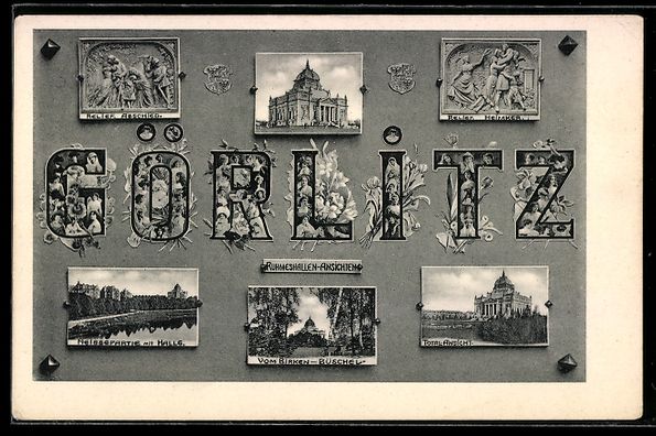 Cartoline postali: Görlitz, Verschiedene Ruhmeshallen-Ansi – Usato da Berlin venduto da bartko-reher