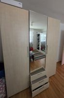Kleiderschrank mit Spiegel und Schubladen helle Holzoptik 