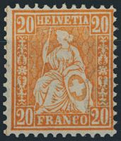 1881 - 20Rp. Sitzende Helvetia - Faserpapier - Abart