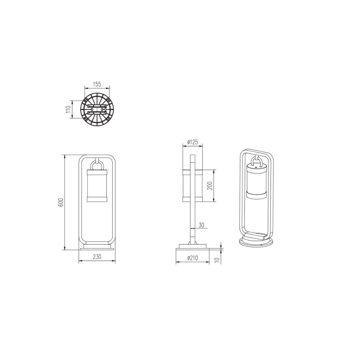 Lampade: Aussen Wege­leuchte, 60 cm Höhe, IP44 – Nuovo (secondo la descrizione) da Kreuzlingen venduto da Smart-Light 4