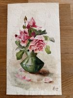 Antikes Aquarell Blumen in Vase signiert H.G. auf Papier