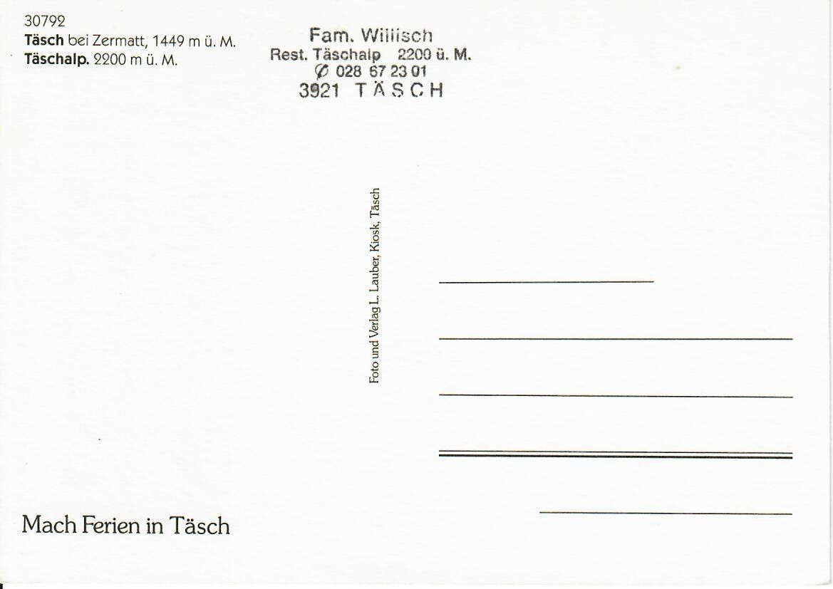 Cartes postales: Täsch  b/Zermatt – D'occasion à Hochdorf par Ziegel-16 1