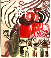 surrealistisches abstraktes Aquarell, Maler/in unbekannt