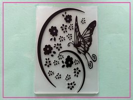 Schmetterling / Blumen / Schnörkel - Prägeschablone
