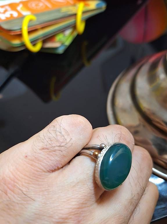 Ringe: Silber-Ring mit grünem Onyx – Gebraucht aus Olten von si91 3