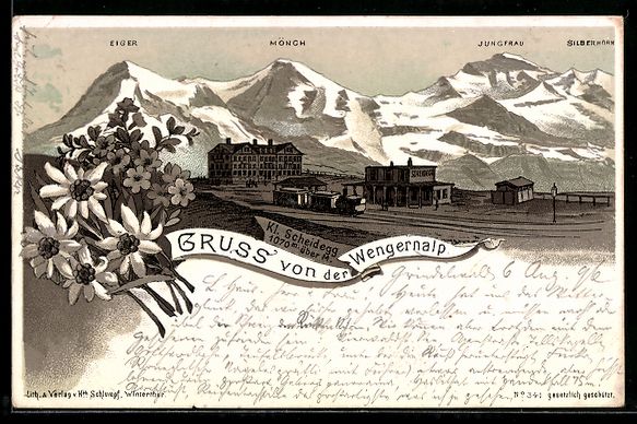 Cartoline postali: Litho Wengernalp, Kl. Scheidegg, Hotel u – Usato da Berlin venduto da bartko-reher
