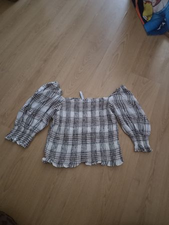 Karo Bluse Schulterfrei Grösse L guter Zustand