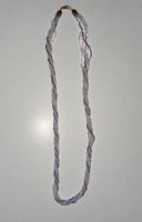 6-strangig gedrehte 3-farbige GLASPERLEN-KETTE - 77 cm lang