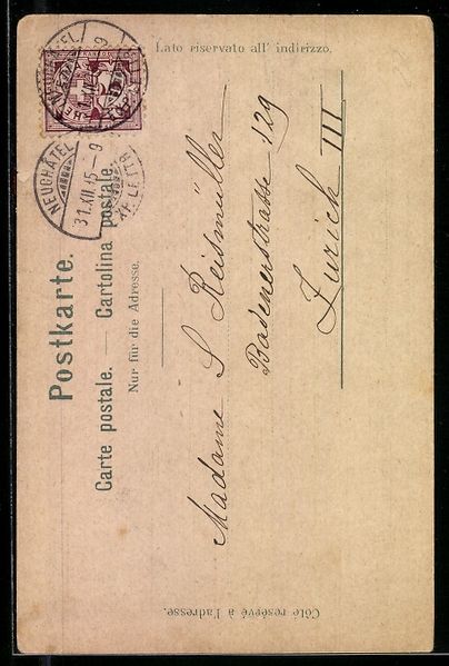 Cartoline postali: Litho Neuchâtel, Vue générale et ch – Usato da Berlin venduto da bartko-reher 1