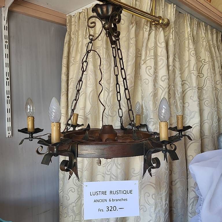 Lampen: Lustre Rustique Ancien 6 branches  – Gebraucht aus Genève von Pacoloco74