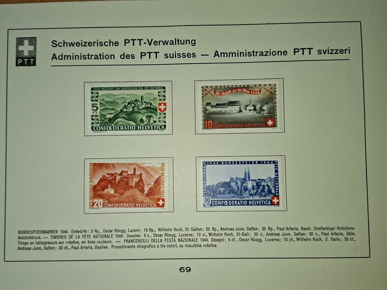 PP044 - Feuillet PTT Pro Patria 1944 (D'occasion) à Trélex pour CHF 3 ...