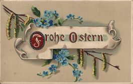 Antike Osterkarte "Frohe Ostern" gel. 1914 Litho