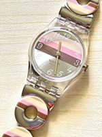 Swatch Damenuhr Streifen Zifferblatt guter Zustand