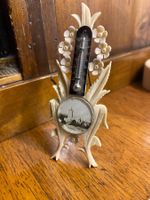 Antikes Beinschnitzerei, miniatur Thermometer, funktioniert