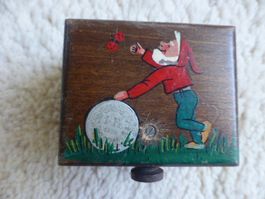 Champex,VS,antikes Holz-Sparkässeli,Zwerg,Souvenir,1.- Stück